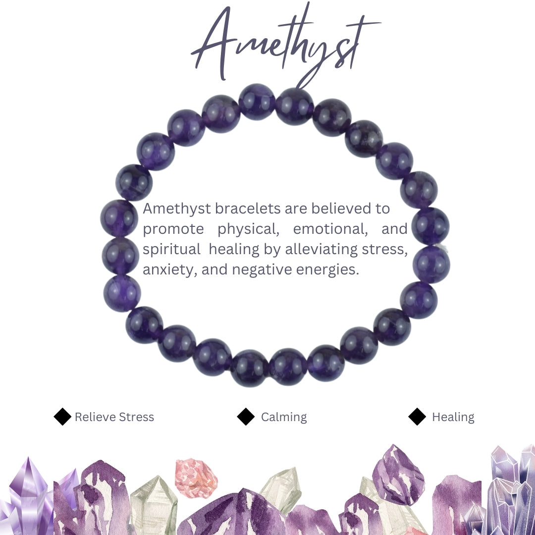 Amethyst Bracelet For Abundance & Luck Unisex 8MM