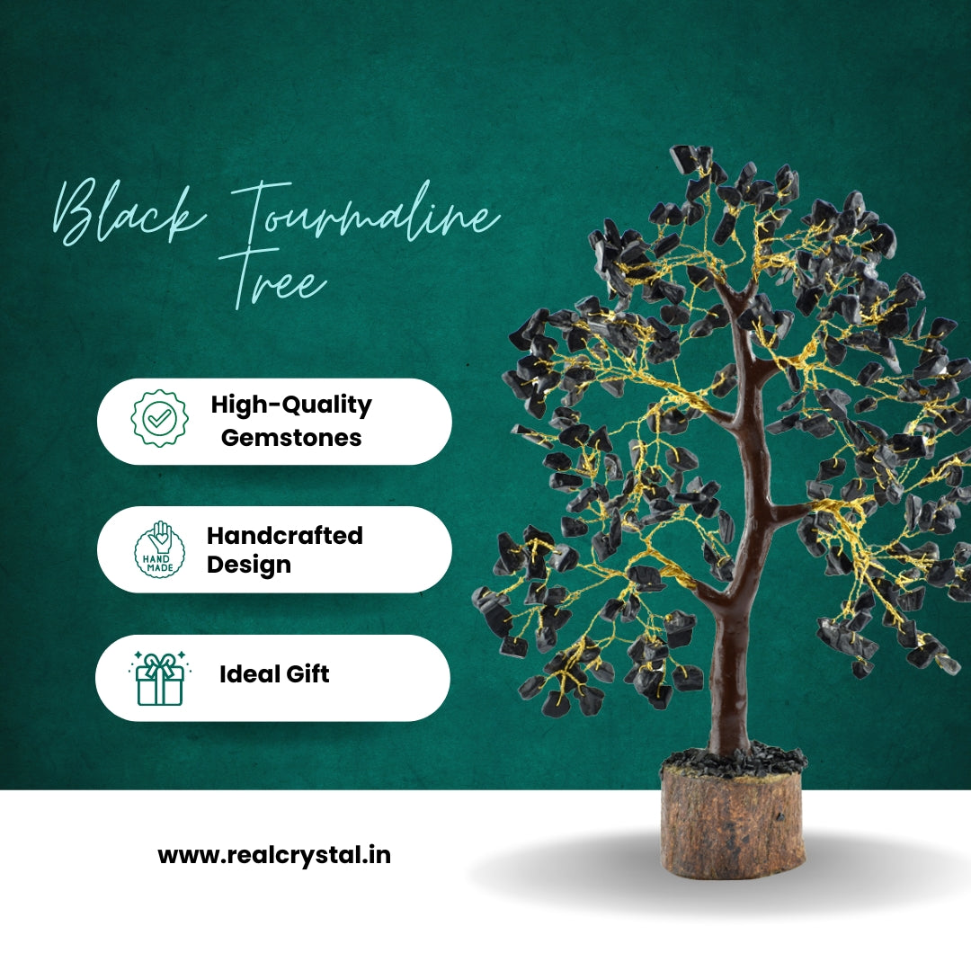 Black Tourmaline Gemstone Tree for Grounding and Shielding - Real Crystal