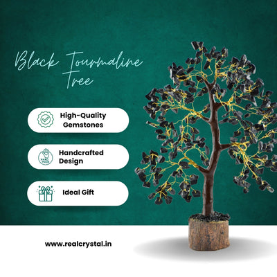 Black Tourmaline Gemstone Tree for Grounding and Shielding - Real Crystal