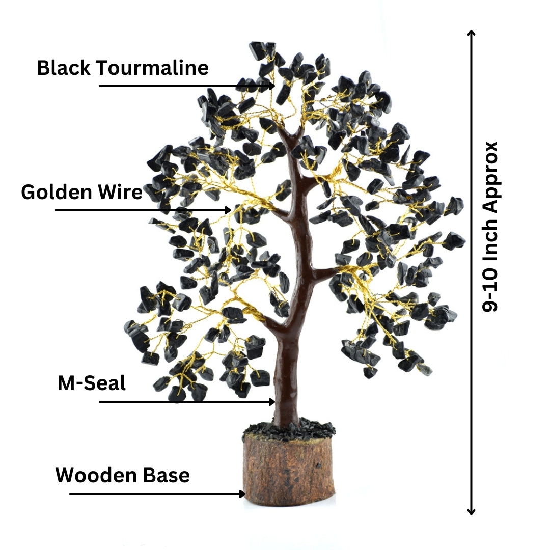 Black Tourmaline Gemstone Tree for Grounding and Shielding - Real Crystal