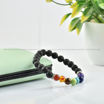 Seven Chakra Lava oil Diffuser Bracelet Unisex 8MM