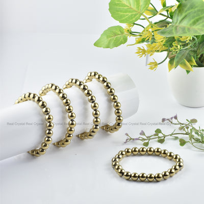 Golden Pyrite Wealth Bracelet For Men Women Unisex Adults 8MM