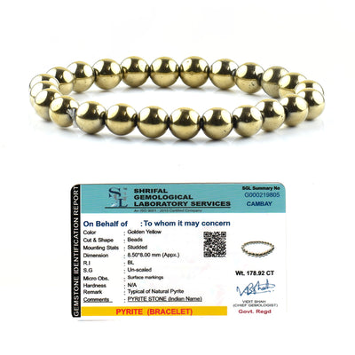 Golden Pyrite Wealth Bracelet For Men Women Unisex Adults 8MM