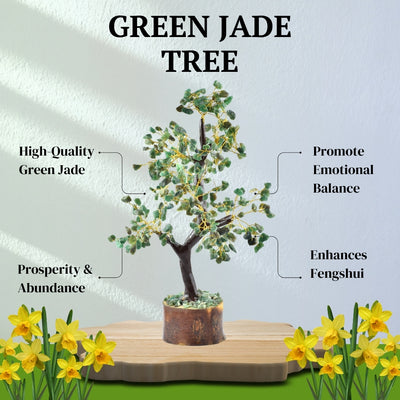 Handcrafted Green Jade Gemstone Tree for Abundance and Harmony