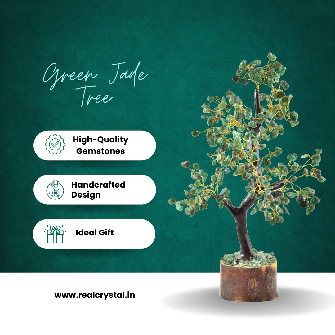 Handcrafted Green Jade Gemstone Tree for Abundance and Harmony