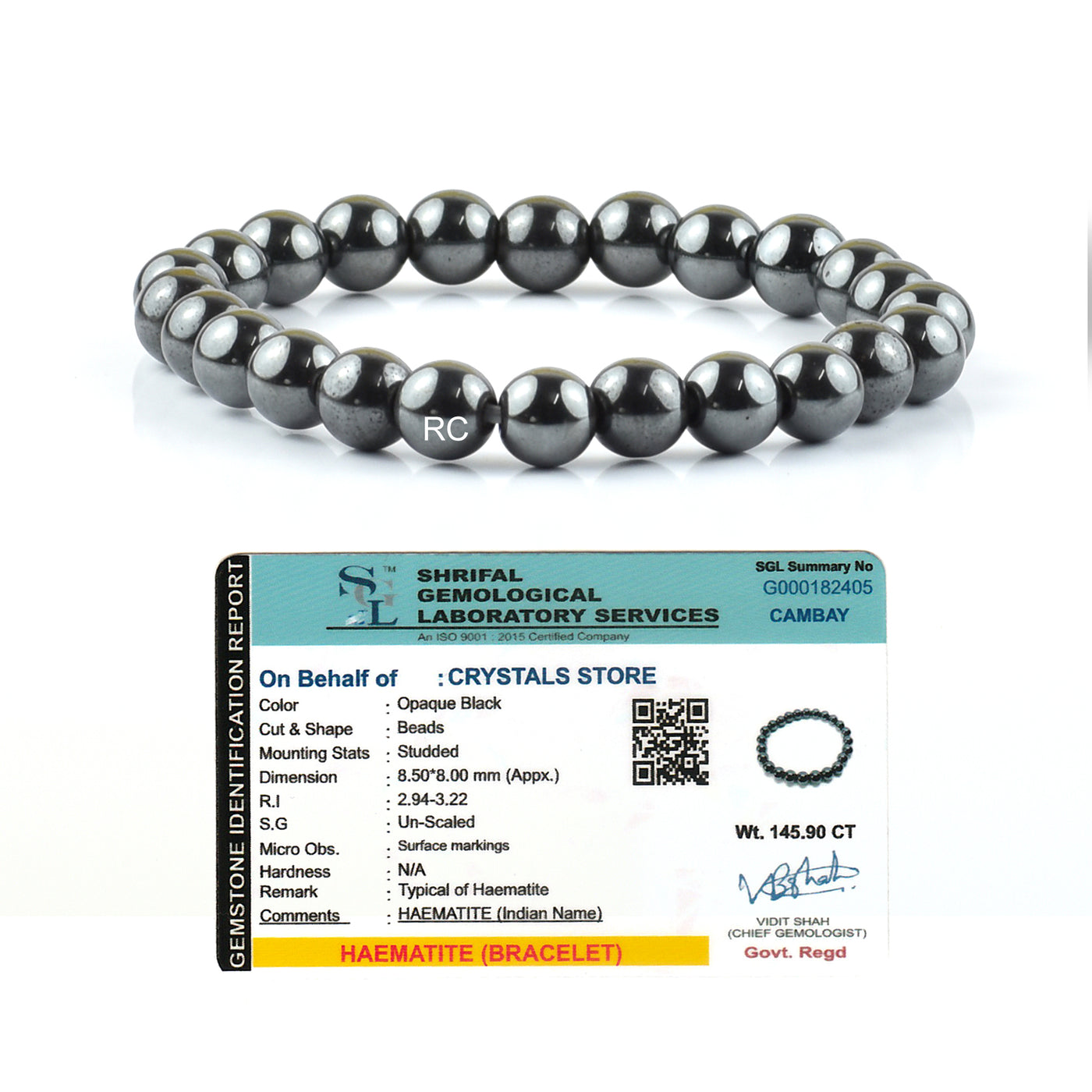 Hematite Bracelet for Strength & Stability Men Women Unisex Adults 8MM