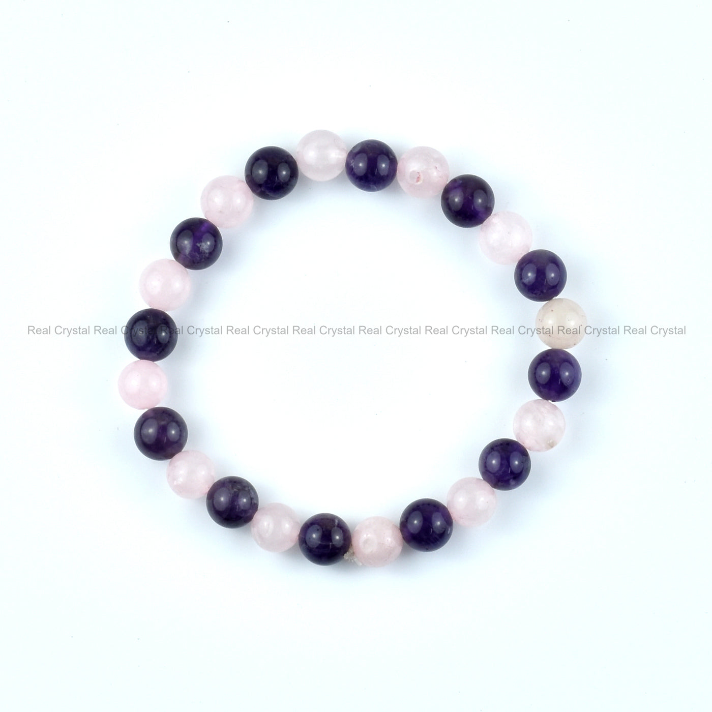 Rose Quartz Amethyst Crystal Healing Bracelet For Love 8MM