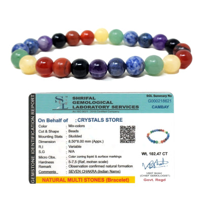 Seven Chakra Bracelet for Balance Healing and Inner Peace 8MM Unisex